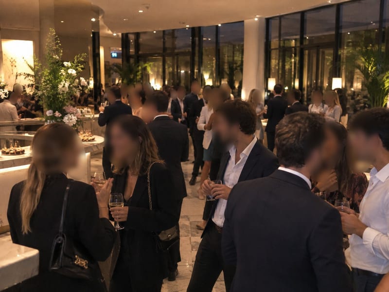 Photo d'illustration d'une soirée d'entreprise, visages floutés